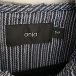 ONIA  Navy Striped Hooded Henley Pullover Small Photo 3