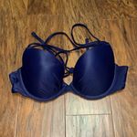 Aerie Women’s Navy Blue perkier push-up strappy tie back bikini top beach pool Photo 1