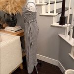 Francesca’s Blue Rain Gingham Plaid Jumpsuit Black White Size Medium Photo 4