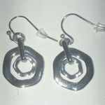 Silver Tone Hammered Dainty Dangling Pierced Earrings Photo 0