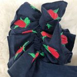 FANM MON Alanya 100% Linen Embroidered Dress Off The Shoulder Navy Small New Blue Photo 5