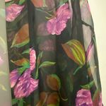 LA Intimates Womens Sheer Night Robe Kimono M Medium Floral Black Purple Green Photo 2
