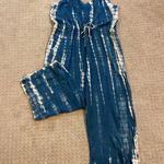 Sacred Threads NWT- Blue & White Tie Dye V-Neck Tank Jumpsuit L/XL Photo 6