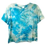 H&M  Small Top Handmade Blue Tie Dye Short Sleeve Crew Neck T-Shirt Festival 474 Photo 1