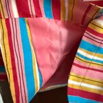 Anne Carson | Red Yellow and Blue striped Silk Button down Shirt | Large Photo 7