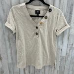 JM Collection Tan Multi Button VNeck Tshirt Cotton Blend Womens Size XS Photo 0