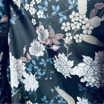 Asian Floral Bomber Jacket Zip Front Black Photo 2