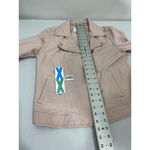 Old Navy Womans Medium Pink Denim Asymmetrical Zip Moto Jacket Photo 5