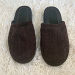 Cable Knit Slippers Mules Clogs Brown Acrylic Cozy Comfort Slip On Shoes Size 10 Photo 0