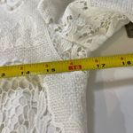 Amazon White Lace High Neck Dress Lined Flare Sleeves Scalloped Hem Size Small Photo 5