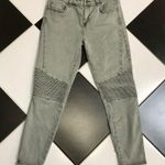 Pistola Audrey Moto Stretchy Jeans Light Grey Denim Textured Ribbed Biker sz 28 Photo 3