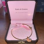 Juicy Couture Retro  Pam & Gela Gold Clover w Silver Crystal Wish Bangle Bracelet Photo 0