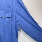 Chico's Chico’s Cornflower Blue Brushed Polyester with Pinhole Design Button Front Top Photo 4