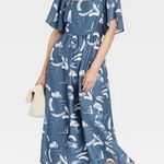 A New Day Blue and White Flutter Sleeve Sundress Size Small Photo 0