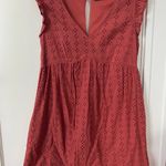 Midnight Doll Muted Pink Eyelet V Neck Dress Photo 0