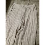 Joie  Beige Striped Linen Blend Straight Leg Pull On Pants L Photo 2