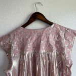 Savanna Jane Womens Shirt Blouse Metallic Pink Floral Embroidered Size Large Photo 3