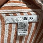 Amuse Society  Kala Blouse L Reddish Brown Striped Long Sleeve Button-Up Photo 7