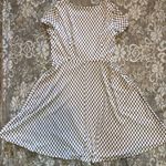 Perceptions NY Brown White A-Line Midi Dress XL cap sleeves round neck Photo 3