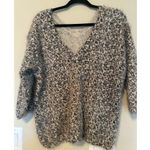 BKE  Boutique Fuzzy Leopard Print V-Neck Cozy Sweater Women's Size L Photo 1