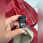 Vibrant faux leather n Red Mini Skirt with Zipper Photo 4