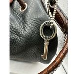 Fossil Vintage Black Pebbled Leather Bag Woven  Handles Shoulder Purse Key Charm Photo 2