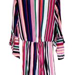EXPRESS Purple Pink Striped Sleeved V Neck Playsuit Romper Size Small Photo 1