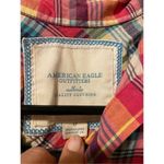 American Eagle Plaid Button Up Polo Short Sleeve Or 3/4 Sleeve Top Size 0 Photo 4
