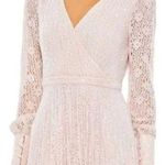 Mac Duggal  93679 Beaded Lace Long Sleeve Wrap Over Gown, Light Rose, Size 12 Photo 0