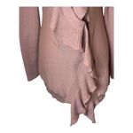 Athleta  Sweater Women Small Pink Lilac Cotton Cashmere Knit Ruffle Front Cardiga Photo 4
