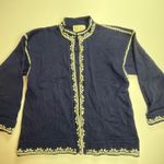 Nordic Nomad Hand Loomed Cardigan Blue Traditional Designs Cotton Knit Sweater M Size M Photo 0