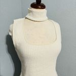 ZARA Ecru Sleeveless Cut Out Squared Neck Choker Tank Top Sz L Cotton Blend Photo 8