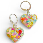 Heart Earrings Reflective Pastel 925 Silver Huggies Hoops Dangle Multiple Photo 0