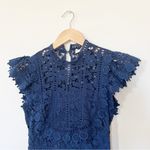 Sea NY Abby Puff Sleeve Lace Dress Navy Blue Size 00 Photo 8