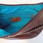 Ssamzie Brown Leather Laser Cut Shoulder Bag Floral Pattern Photo 2