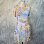 ZARA Dress Allover Floral Print Retro Button Pastel Multicolor Size Medium Photo 2