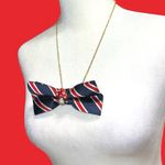 “Dainty Dapper” Striped Bow Tie Necklace Red Photo 3