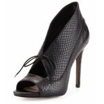 Pour La Victoire Black Leather Python Women's Steletto Peep Toe Shoes Photo 0