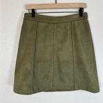 Maeve Anthropologie  Olive Green Jenny Seamed Faux Suede Mini Skirt size 4 $90 Photo 5