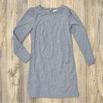Loft  Powder Blue Long Sleeve Crew Neck Sweatshirt Dress Tunic Puff Sleeve Size 6 Photo 0