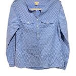 L.L.Bean  Women's Sz XS 1/4 Button Up Top Blue White Polka Dot Shirt 100% Cotton Photo 2