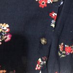 Democracy  Rayon flowy floral button down‎ long sleeve blouse shirt size XL navy Photo 5