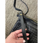 Vintage Viola Castellani Woven Slim Shoulder Bag Purse Black Photo 3