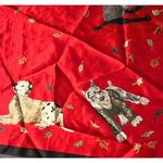 Talbots Red Silk Scarf Dogs in Sweaters Autumn Leaves Canine Retriever 21"x21" Photo 1