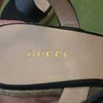 Gucci Aitana Black Leather GG Marmont Wedge Espadrille Sandals Size 40.5 Photo 11