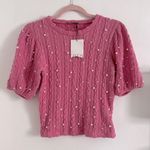 ZARA  Pink Pearl Knit Sweater Top NWT Photo 2