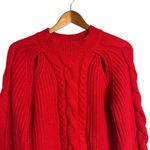 Louna Red Cable Knit Shoulder Cut Out Crewneck Pullover Sweater Size Large Photo 4