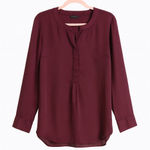 Talbots Rich Burgundy tone-on-tone Blouse Size Large – Versatile & Flattering Photo 0