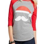 Modern Lux NWT Santa Claus Christmas Raglan Tee Gray Red New Photo 0