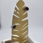 Vtg Stud Earrings Womens Silver Gold Tone Beveled Black Crystal Chunky Statement Photo 2